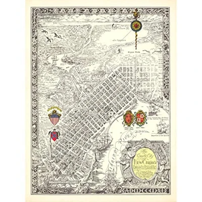 Image of Artery8 Map Curtis 1930 Creole City New Orleans Pictorial Unframed Wall Art Print Poster Home Decor Premium