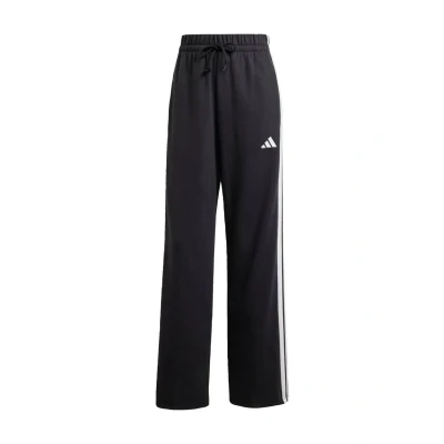 Image of adidas Women&#039;s Essentials 3 Stripes Open Hem French Terry Pants, Black/White, XL