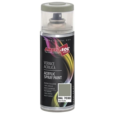 Image of Ambro Sol V4007030 Multipurpose Acrylic Enamel Spray Paint, Stone Grey, 400 ml