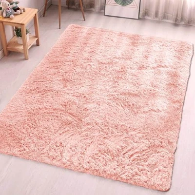 Image of Aspire Homeware Rugs Living Room Pink Area 80x150cm for Bedroom Anti Slip Modern Super Soft Thick Pile Fluffy Shaggy Rug Non Shedding