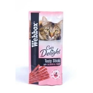 Image of Webbox Tasty Sticks Cat Treats, Salmon and Trout Kitten Friendly, Wheat Grain Free, No Artificial Colours (25 x 6 Packs)
