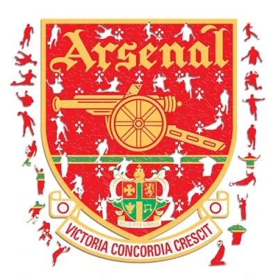 Image of Iconic Puzzles, 100% eco sustainable wooden puzzle with official license Arsenal Retro Logo, size L, 500 pieces