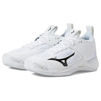 Image of Mizuno Women&#039;s 430294.0090.17.1200 Wave Momentum Volleyball Shoe 12, White/Black, 10