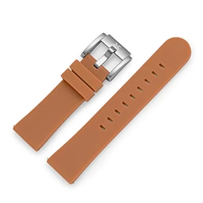 Image of TW steel Marc Coblen silicone watch strap, 22 mm, with clasp, brown, Strap.
