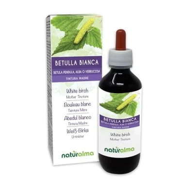 Image of White Birch (Betula pendula, alba or verrucosa) Leaves Alcohol Free Mother Tincture Naturalma Liquid Extract Drops 200 ml Food Supplement Vegan