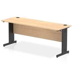 Image of Impulse 1800x600mm Straight Desk Maple Top Black Cable Managed Leg