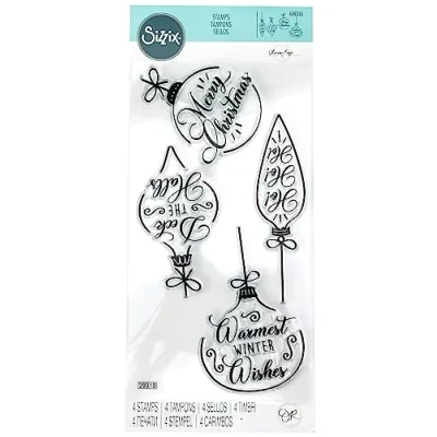 Image of Sizzix Clear Stamps 4PK Christmas Baubles by Olivia Rose, 665355