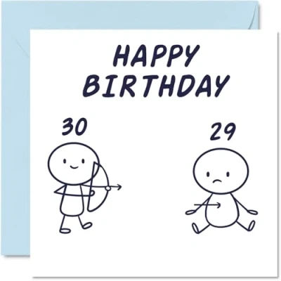 Image of Funny Birthday Cards for Men Women Arrow 30th Happy Card Brother Sister Friend Colleague Uncle Auntie 145mm x Bday Greeting