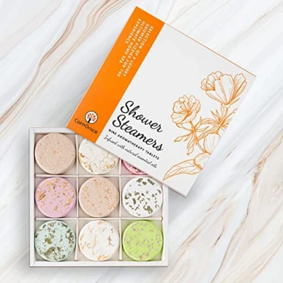 Image of CalmGrace Shower Steamers Aromatherapy Tablets, 9PCS Steamer Bombs with 100% Natural Essential Oils, Bomb Set, for Women Gifts