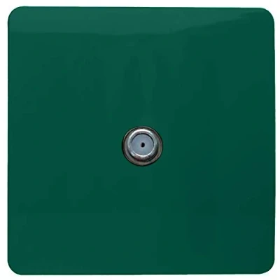Image of Trendi 1 Gang Artistic Modern Glossy Screwless Television Satellite Socket Dark Green