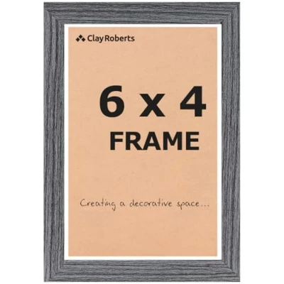 Image of Clay Roberts Photo Picture Frame 6 x 4, Dark Grey, Freestanding and Wall Mountable, 10 15 cm, 6x4 Frames, Grey Frame, 4x6 Frames