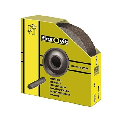 Image of Flexovit Emery Coils Medium 80 Grit 38mm x 25M x1 Ideal For sanding profiled surfaces use on wood and metal