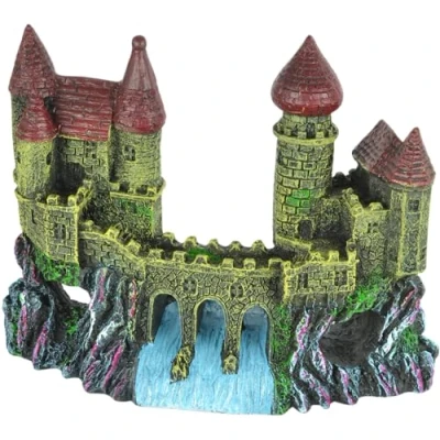 Image of Supa Castle and Bridge Aquarium/Fish Tank Ornament Realistic Detail Approx. 6.5cm(L) x 16.5cm(W) 13cm(H).
