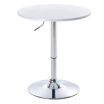 Image of Adjustable Round Bistro Bar Table PVC Top Steel Base Home Kitchen Dining Swivel And Height MDF Round(Color:White)