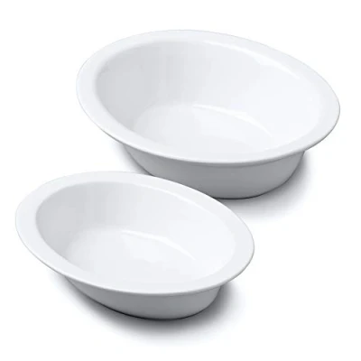 Image of Wm Bartleet &amp; Sons Set of 2 Traditional Porcelain Oval Pie Crust Dish, 29cm, 24cm White