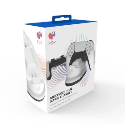 Image of PDP METAVOLT PS5 DUAL CHARGER WHITE For SONY PLAYSTATION PS4, Officially Licensed