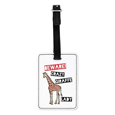 Image of Gift Base Beware Crazy Giraffe Lady Visual Luggage Tag with Black Strap