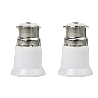 Image of 2 Pcs Light Bulb Lamp Holder Socket Converter Bayonet Adapter,B22 to E27 Converter, Screw Edison, BC ES Base Adapter for LED Bulbs and Incandescent CFL