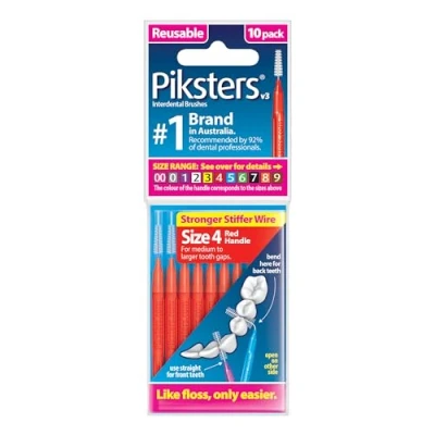 Image of Piksters Interdental Brushes, Size 4, Red Handle