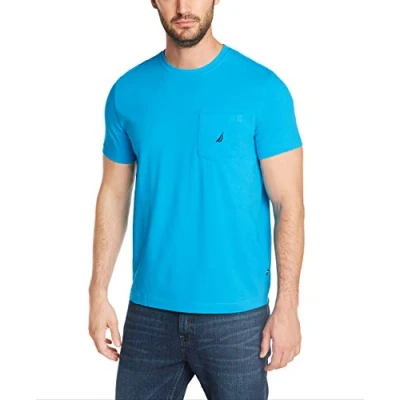 Image of Nautica Men&#039;s Solid Crew Neck Short Sleeve Pocket T Shirt, Hawaiian Ocean, S