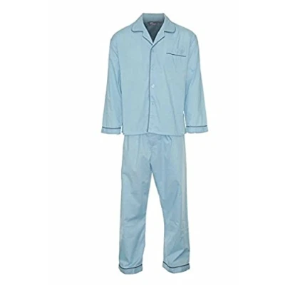 Image of Mens Woven Pyjama Set Nightwear Summer Wear (Medium, Sky Blue)