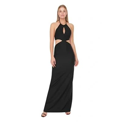 Image of Trendyol Women Glam Maxi Shift Fitted Woven Evening Dress Black