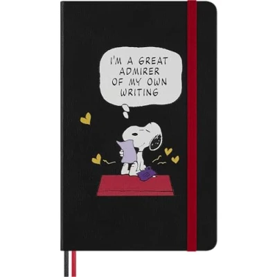 Image of Moleskine Peanuts Lined Notebook, Snoopy Design Notebook with Hard Cover, Bookmark, and Themed Stickers, Size Large 13 x 21 cm