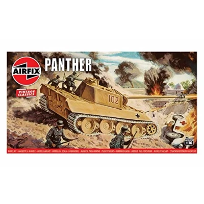 Image of Airfix Vintage Classics Set A01302V Panther Plastic Model Tank Kits for Adults &amp; Children 8+, Includes 97 Pieces 1:76 Scale