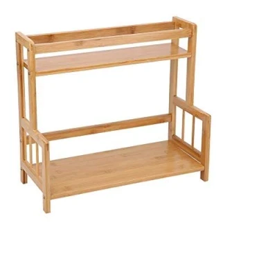 Image of Fdit Kitchen Shelf, 16.4x7.1x14.6in Bamboo Spice Rack Storage Organizer Multifunction Countertop 2 Layer Seasoning Shelf