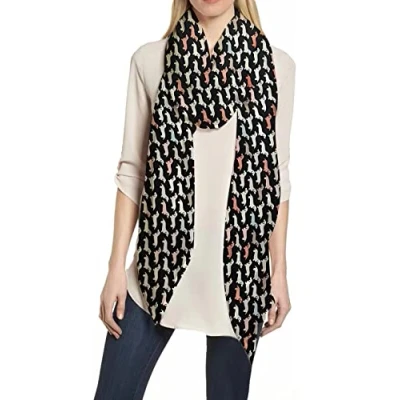 Image of Lina &amp; Lily Dachshund Sausage Dog Print Women&#039;s Scarf Shawl Wrap Oversize (Multi)(Size: One Size)