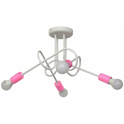 Image of Oxford Multi Arm Semi Flush Ceiling Light White, Pink 44cm