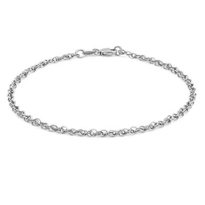 Image of Carissima Gold Women&#039;s 9 ct White Hollow 2.1 mm Diamond Cut Prince of Wales Chain Bracelet Length 18 cm/7 Inch