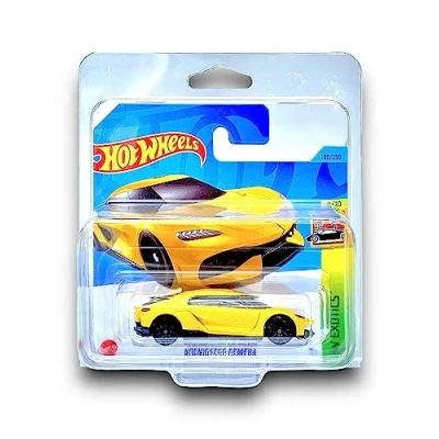 Image of Hot Wheels Koenigsegg Gemera (Yellow) 4/10 HW Exotics 2023 188/250 (Short Card) COMES IN A KLAS CAR KEEPER PROTECTIVE COLLECTORS CASE HKH95