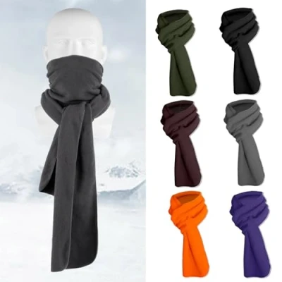 Image of Maxtonser Fashion Warm Fleece Scarf Soft Lightweight Solid Color Autumn Winter Scarves Wraps for Women Men Girls Boys Black