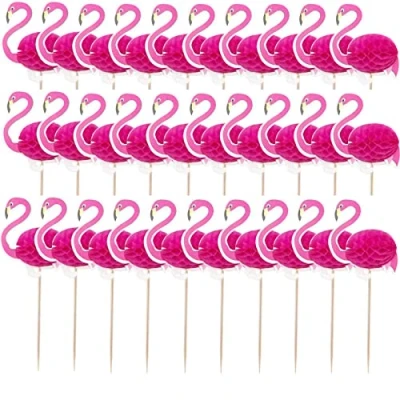 Image of WANGCL 100 Pack 3D Cocktail Sticks, Fruit Sticks Bamboo Wooden Stick for Cocktails Appetizers Fruits Desserts Party Supplies Skewer