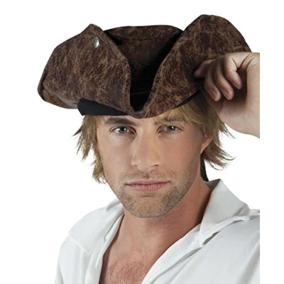 Image of Boland 81899 Pirate Neptune Hat, Brown, Three Pointed with Hat Band, Headpiece, Buyer, Costume, Carnival, Theme Party
