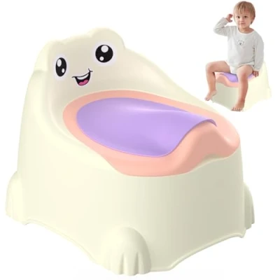 Image of Potty Training Toddler Toilet, Baby Chair Toilet Seat for Kids Boys Girls Toddlers with Splash Guard Non Slip Removable Bowl Ages 1 6 Childrens (Pink)