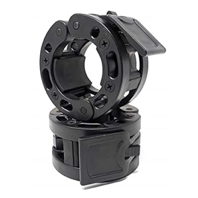 Image of Clout Fitness Olympic Barbell Clamps Collars Quick Release Pair Weight Clips for 2 inch Black
