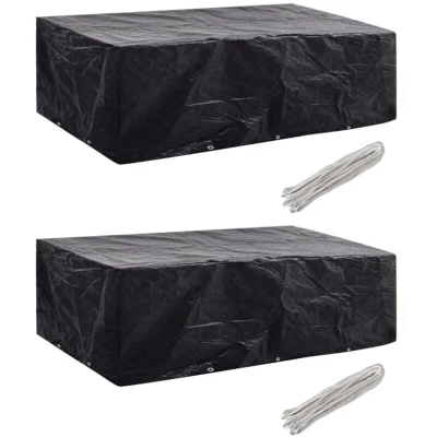 Image of vidaXL Garden Furniture Covers 2pcs 8 Person Poly Rattan 300x140 cm