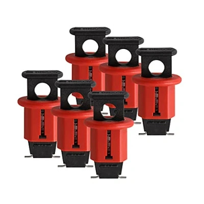 Image of Brady 90845 Miniature Circuit Breaker Lockout Systems, 24.13mm x 41.7mm 24.10mm 13.72mm, POS, Red, Pack of 6
