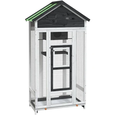 Image of vidaXL Bird House Grey 91.5x53x170 cm Solid Wood Pine