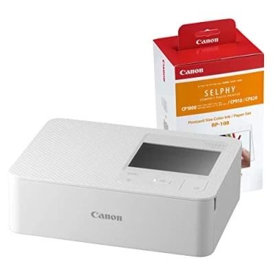 Image of Canon SELPHY CP1500 Wireless Photo Printer inc RP 108 Ink Paper Set White