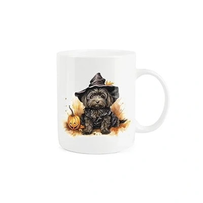 Image of Purely Home Cockerpoo Mug Halloween Pumpkins Gift/Present Tea Coffee White Bone China for Dog Lovers