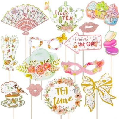 Image of Tea Party Decoration Set Afternoon Props Girl Favour Accessories Photo Booth Delicate Items Gifts Dessert Table 14pcs