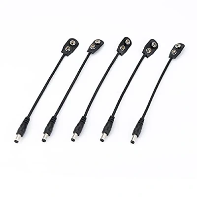 Image of Musiclily Pro 9V Battery Clip Converter Power Cable Snap Connector 2.1mm 5.5mm Plug for Guitar Effect Pedals (Set of 5)