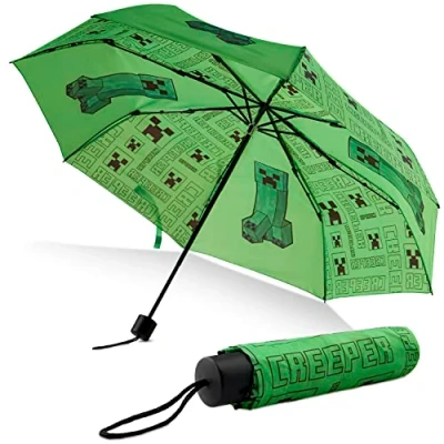 Image of Minecraft Telescopic Umbrella Folding Lightweight for Travel School (Green)