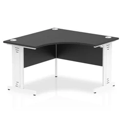 Image of Impulse 1200mm Corner Office Desk Black Top White Cable Managed Leg