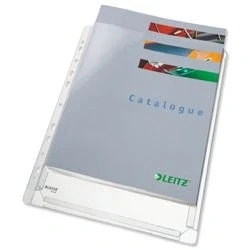Image of Leitz Expanding Pocket Heavy duty Multipunched Gusseted Top Opening A4 Clear Ref 47188 [Pack 5]