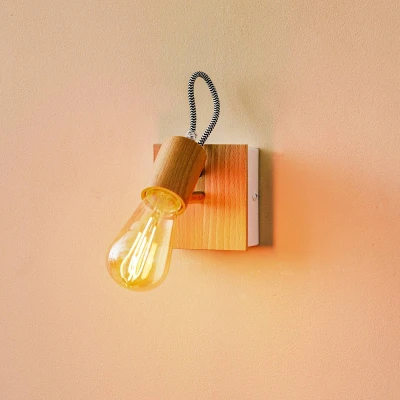 Image of Lamkur Loki wall light, 1 socket, light wood/white