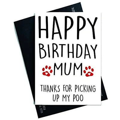 Image of Funny Happy Birthday Card from The Dog, for Her Pet Dog Lover Card, Mum, Mum Dad PC286